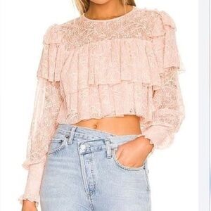NWT Tularosa Solange Blush Lace Ruffle Blouse